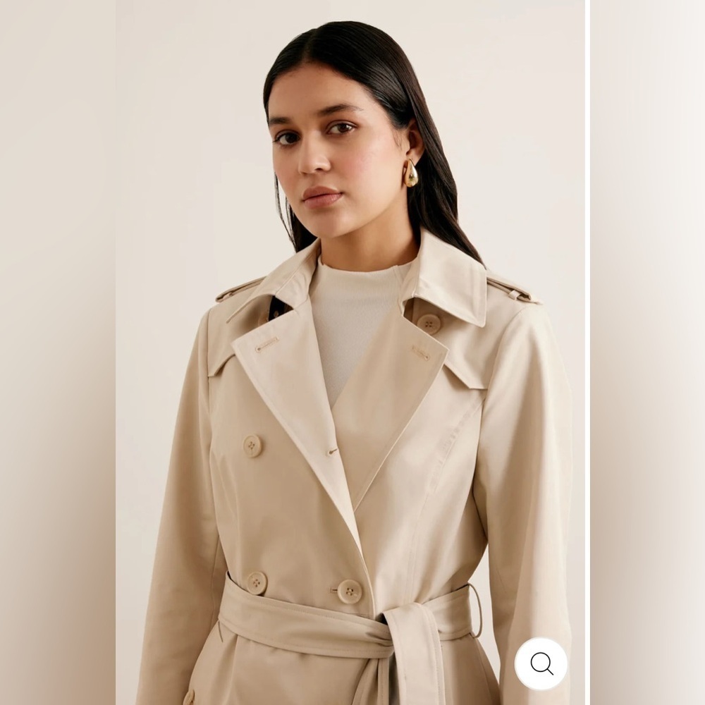 Danier Bretta trench coat long beige cream leather belt double breasted XXS - Picture 3 of 16